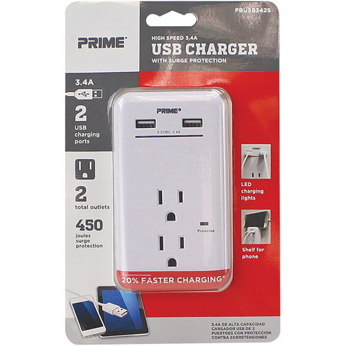 Prime&reg; USB Charger with Surge Protector MAS Chibougamau