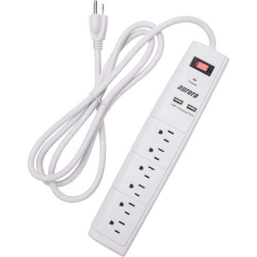 USB Charging Surge Protector, 6 Outlets, 1200 J, 1875 W, 6' Cord MAS Chibougamau