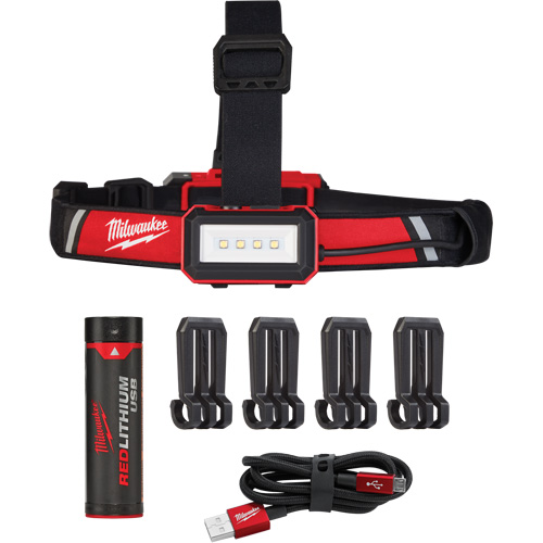 Lampe frontale USB &agrave; profil bas, DEL, 600 lumens, 2 hres de fonctionnement, piles Rechargeable MAS Chibougamau