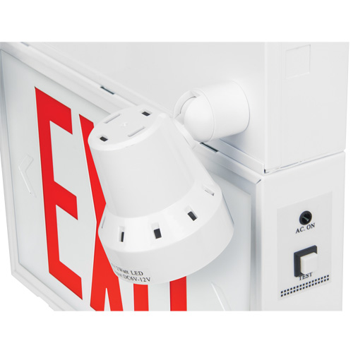 Exit Sign with Security Lights, LED, Battery Operated/Hardwired, 12-1/10" L x 11" W, English MAS Chibougamau