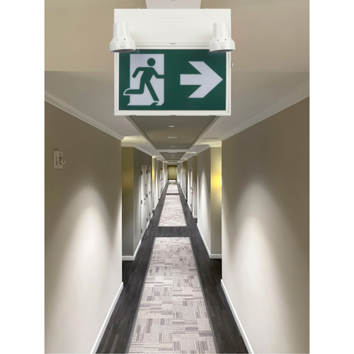 Running Man Sign with Security Lights, LED, Battery Operated/Hardwired, 12-1/10" L x 11" W, Pictogram MAS Chibougamau