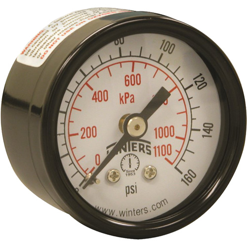 Manom&egrave;tre &eacute;conomique,  1-1/2", 0 - 160 psi, Fixation arri&egrave;re, Analogique MAS Chibougamau
