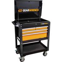 Utility Cart, 4 Drawers, 33" L x 21" W x 42" H, Black/Orange MAS Chibougamau