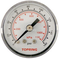 Pressure Gauge, 1-1/2" , 0 - 160 psi, Back Mount, Analogue MAS Chibougamau