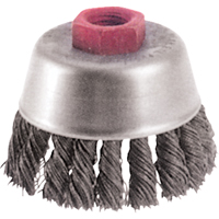 Knot Wire Cup Brushes - High Speed Small Grinder, 2-3/4" Dia. x M10x1.25 Arbor MAS Chibougamau