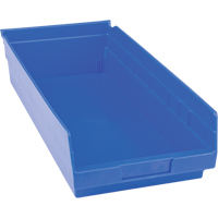Plastic Shelf Bins, 8-3/8" W x 4" H x 17-7/8" D, Blue, 20 lbs. Capacity MAS Chibougamau
