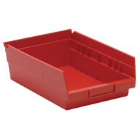 Shelf Bins, 8-3/8" W x 4" H x 11-5/8" D, Red, 30 lbs. Capacity MAS Chibougamau