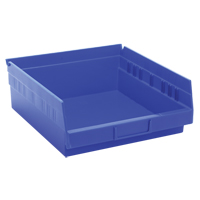 Shelf Bins, 11-1/8" W x 4" H x 11-5/8" D, Blue, 30 lbs. Capacity MAS Chibougamau