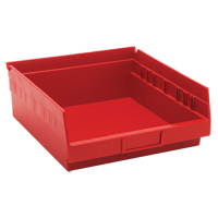 Shelf Bins, 11-1/8" W x 4" H x 11-5/8" D, Red, 30 lbs. Capacity MAS Chibougamau