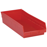 Shelf Bins, 8-3/8" W x 4" H x 17-7/8" D, Red, 40 lbs. Capacity MAS Chibougamau
