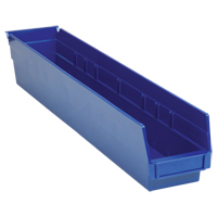 Shelf Bins, 4-1/8" W x 4" H x 23-5/8" D, Blue, 50 lbs. Capacity MAS Chibougamau