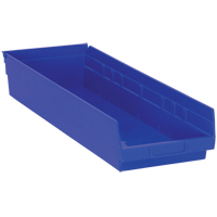 Bacs de rangement pour tablettes, 8-3/8" la x 4" H x 23-5/8" p, Bleu, Capacit&eacute; 50 lb MAS Chibougamau