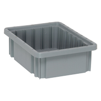 Divider Box&reg; Containers, Plastic, 10.9" W x 8.3" D x 3.5" H, Grey MAS Chibougamau