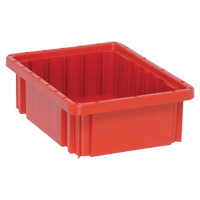 Divider Box&reg; Containers, Plastic, 10.9" W x 8.3" D x 3.5" H, Red MAS Chibougamau
