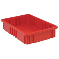 Divider Box&reg; Containers, Plastic, 16.5" W x 10.9" D x 3.5" H, Red MAS Chibougamau