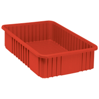 Divider Box&reg; Containers, Plastic, 22.5" W x 17.5" D x 6" H, Red MAS Chibougamau