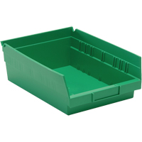 Shelf Bins, 8-3/8" W x 4" H x 11-5/8" D, Green, 30 lbs. Capacity MAS Chibougamau