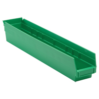 Economy Shelf Bin, 4-1/8" W x 4" H x 23-5/8" D, Green MAS Chibougamau