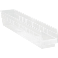 Bacs de rangement pour tablettes, 4-1/8" la x 4" H x 23-5/8" p, Transparent, Capacit&eacute; 50 lb MAS Chibougamau