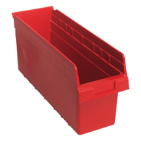 Store-Max Shelf Bins, 6-5/8" W x 8" H x 17-7/8" D, Red, 56 lbs. Capacity MAS Chibougamau