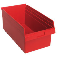 Store-Max Shelf Bins, 11-1/8" W x 8" H x 17-7/8" D, Red, 56 lbs. Capacity MAS Chibougamau