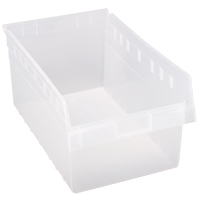 Store-Max Shelf Bins, 11-1/8" W x 8" H x 17-7/8" D, Clear, 56 lbs. Capacity MAS Chibougamau