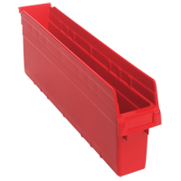 Store-Max Shelf Bins, 4-3/8" W x 8" H x 23-5/8" D, Red, 68 lbs. Capacity MAS Chibougamau