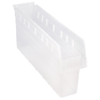 Store-Max Shelf Bins, 4-3/8" W x 8" H x 23-5/8" D, Clear, 68 lbs. Capacity MAS Chibougamau