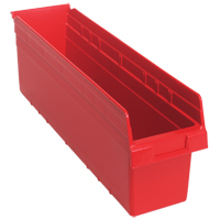 Store-Max Shelf Bins, 6-5/8" W x 8" H x 23-5/8" D, Red, 68 lbs. Capacity MAS Chibougamau