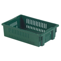 Agricultural Plastic Stack-N-Nest Container, 13.1" x 19.7" x 5.6", Green MAS Chibougamau