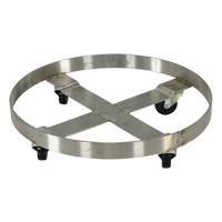 Chariots pour barils, Acier inoxydable, Capacit&eacute;e 800 lb, Diam&egrave;tre 23-1/4", Roue en Caoutchouc MAS Chibougamau