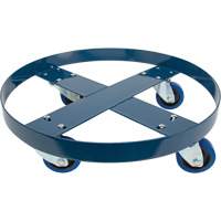 Drum Dolly, Steel, 1400 lbs. Capacity, 24" Diameter, Blue Elastic Casters MAS Chibougamau