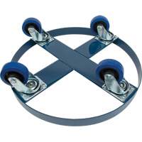 Drum Dolly, Steel, 1400 lbs. Capacity, 24" Diameter, Blue Elastic Casters MAS Chibougamau