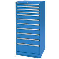 Drawer Cabinets, 11 Drawers, 28-1/4" W x 28-1/2" D x 59-1/2" H, Bright blue MAS Chibougamau