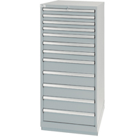 Drawer Cabinets, 12 Drawers, 28-1/4" W x 28-1/2" D x 59-1/2" H, Grey MAS Chibougamau
