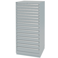 Drawer Cabinets, 15 Drawers, 28-1/4" W x 28-1/2" D x 59-1/2" H, Grey MAS Chibougamau