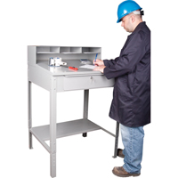 Open Floor Style Shop Desk, 34-1/2" W x 30" D x 53" H, Grey MAS Chibougamau