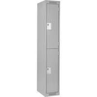 Clean Line Lockers, 2 -tier, 12" x 18" x 72", Steel, Grey, Rivet (Assembled) MAS Chibougamau