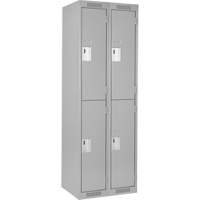 Clean Line Lockers, 2 -tier, Bank of 2, 24" x 18" x 72", Steel, Grey, Rivet (Assembled) MAS Chibougamau