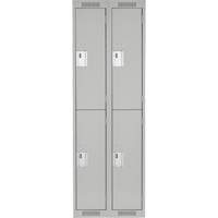 Clean Line Lockers, 2 -tier, Bank of 2, 24" x 18" x 72", Steel, Grey, Rivet (Assembled) MAS Chibougamau