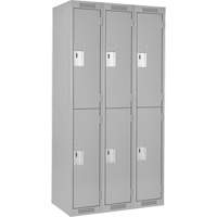 Clean Line Lockers, 2 -tier, Bank of 3, 36" x 18" x 72", Steel, Grey, Rivet (Assembled) MAS Chibougamau