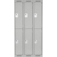 Clean Line Lockers, 2 -tier, Bank of 3, 36" x 18" x 72", Steel, Grey, Rivet (Assembled) MAS Chibougamau