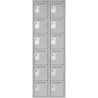 Clean Line Lockerettes, 6 -tier, Bank of 2, 24" x 18" x 72", Steel, Grey, Rivet (Assembled) MAS Chibougamau