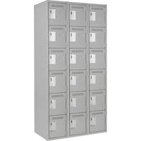 Clean Line Lockerettes, 6 -tier, Bank of 3, 36" x 18" x 72", Steel, Grey, Rivet (Assembled) MAS Chibougamau