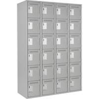 Clean Line Lockerettes, 6 -tier, Bank of 4, 48" x 18" x 72", Steel, Grey, Rivet (Assembled) MAS Chibougamau