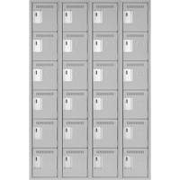 Clean Line Lockerettes, 6 -tier, Bank of 4, 48" x 18" x 72", Steel, Grey, Rivet (Assembled) MAS Chibougamau
