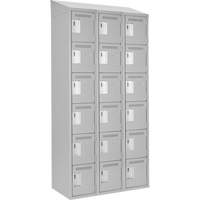 Clean Line Lockerette , 6 -tier, Bank of 3, 36" x 18" x 78", Steel, Grey, Rivet (Assembled) MAS Chibougamau