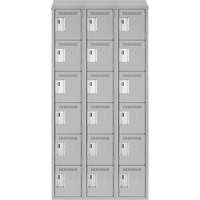 Clean Line Lockerette , 6 -tier, Bank of 3, 36" x 18" x 78", Steel, Grey, Rivet (Assembled) MAS Chibougamau
