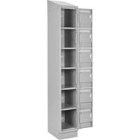 Clean Line Lockerette, 6 -tier, Bank of 4, 48" x 18" x 82", Steel, Grey, Rivet (Assembled) MAS Chibougamau