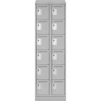 Clean Line Lockerette, 6 -tier, Bank of 2, 24" x 18" x 82", Steel, Grey, Rivet (Assembled) MAS Chibougamau